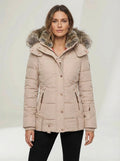 Women’s Winter Puffer Jacket with Faux Fur Hood – Sandy Beige